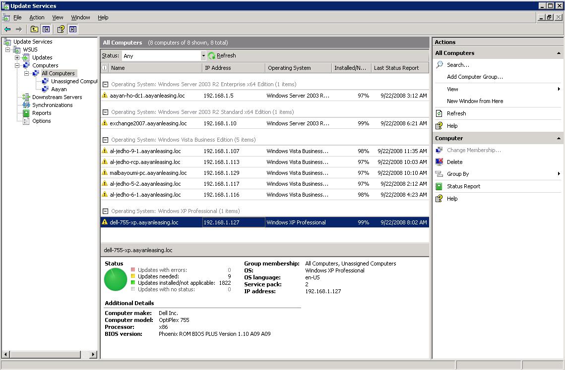 WSUS will reached only 99%