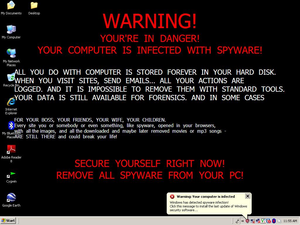 Virus warning wallpaper screen shot