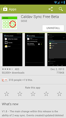 Caldav in the Google Play App Store
