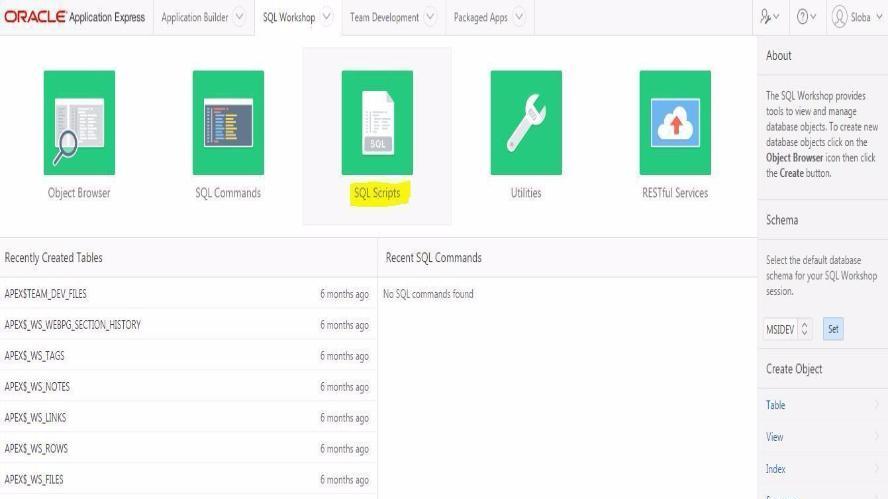 Using SQL Scripts in Oracle Application Express | Experts Exchange