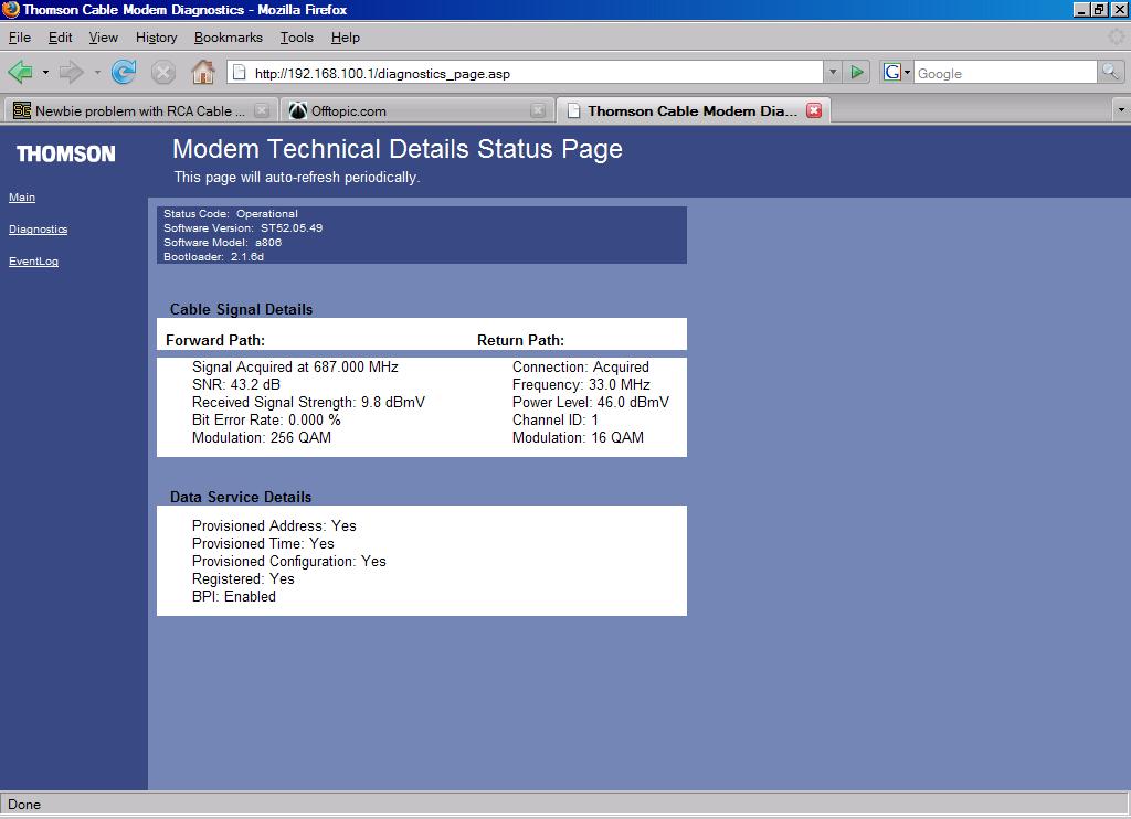 Solved RCA Cable Modem Losing Connectivity Experts Exchange