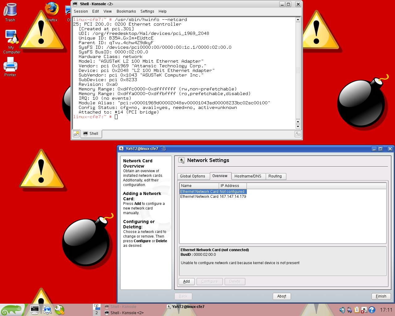 Solved Network card (not connected) in OpenSuse 10.3