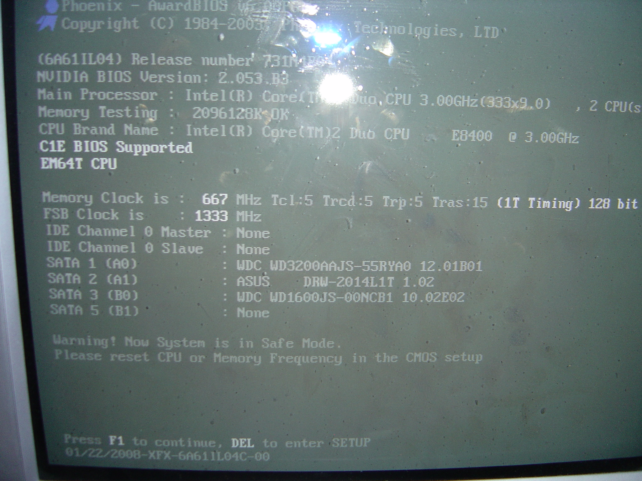 Occasional Warning Now System Is In Safe Mode During Bios Startup