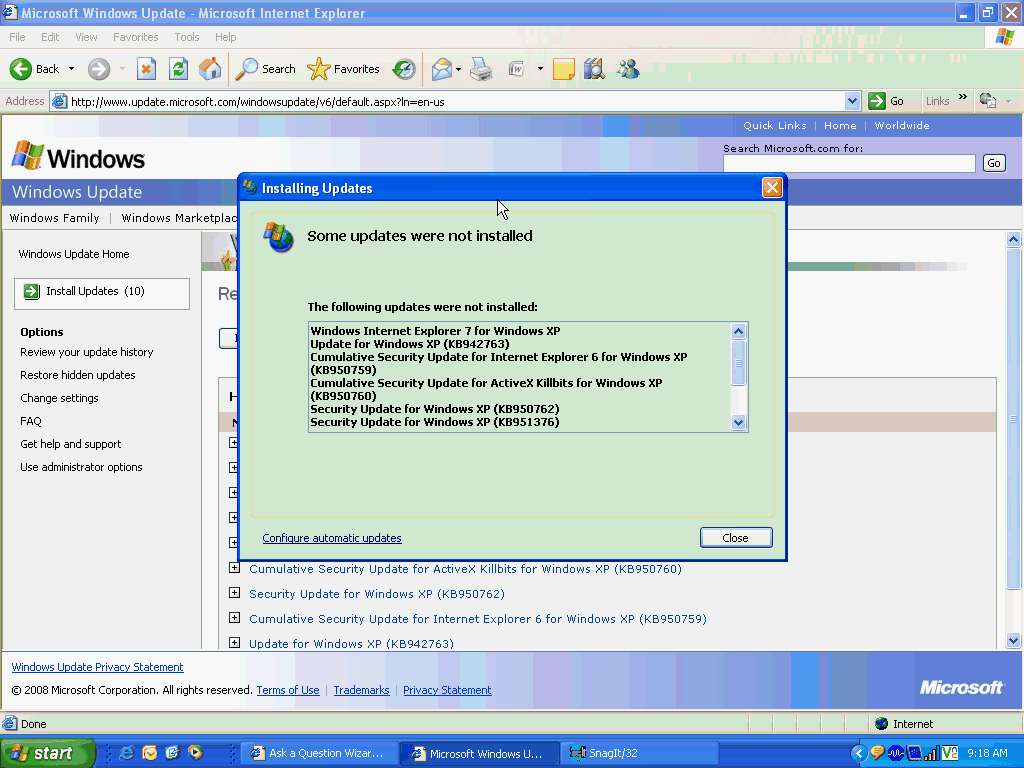 the dyn updater could not be installed