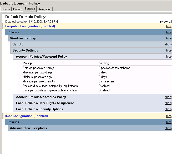 Solved: Unable to change security policy | Experts Exchange