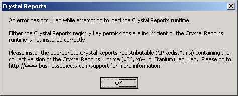 crystal report runtime 32 bit