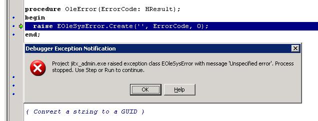 Exception eolesyserror in module xprogdesktop dll at 0009ac85 класс не зарегистрирован