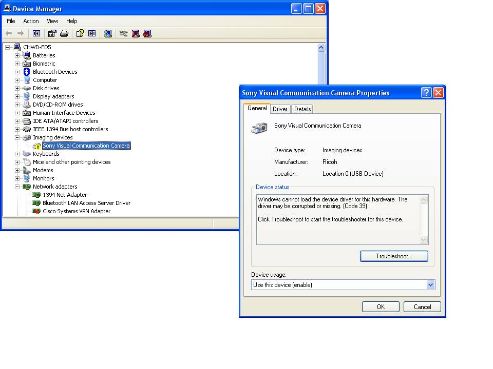 Solved Sony Vaio Visual Communication Camera (Motion Eye) Driver