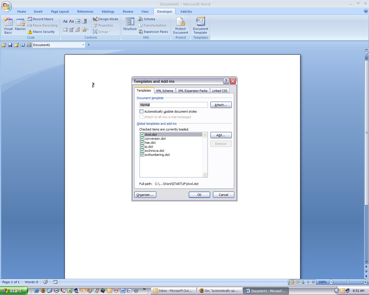 Word Command Update Style Solved: How do I use a Word 2007 template to share styles across ...