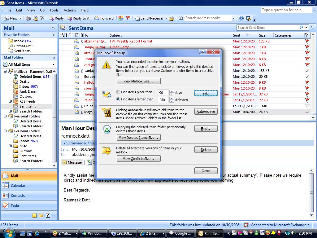 Solved Email storage space Experts Exchange