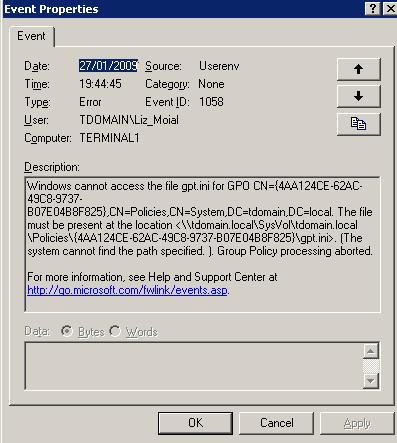 Event Id 1058 And Event Id 1030 Windows Cannot Access The File Gpt Ini