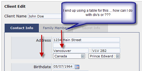 Form Sample With Table Solved: Table vs CSS ...low level field/prompt formatting | Experts ...