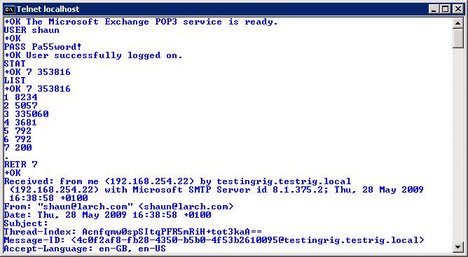 Testing POP3 with telnet | Experts Exchange