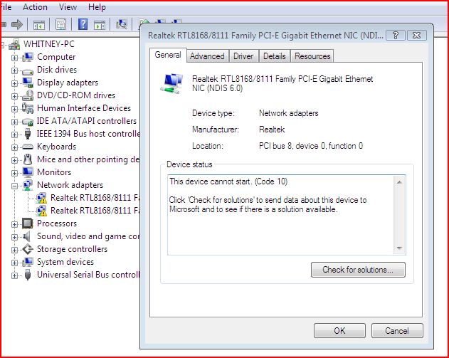 Solved: Network adaptor - Code 10 - This device cannot start. - Fresh ...