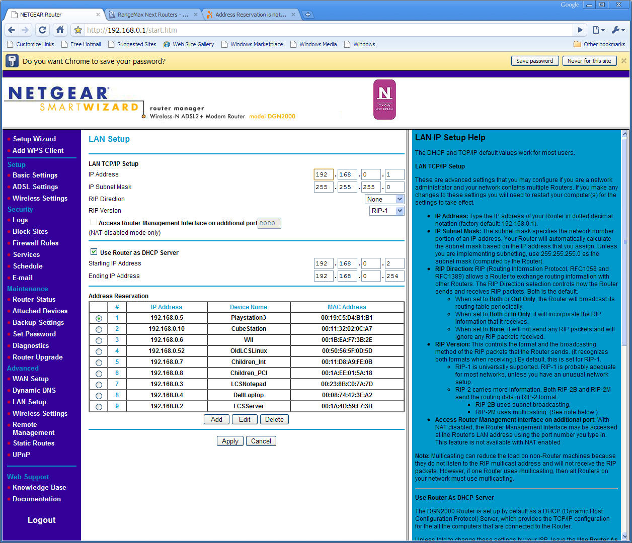 Solved Address Reservation is not working on Netgear DGN2000 router