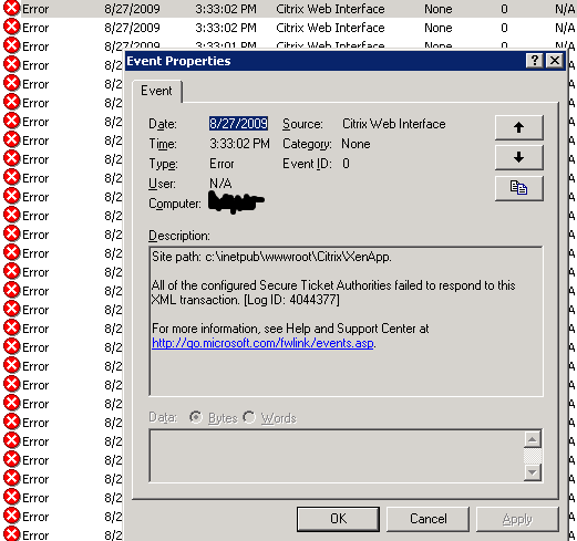 cannot connect to citrix xenapp server ssl error 4