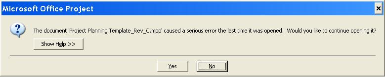 Solved: Microsoft Project 2007 crashes when opening files | Experts ...