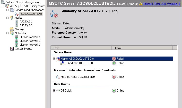 Solved: MSDTC fails in 2008 Cluster | Experts Exchange
