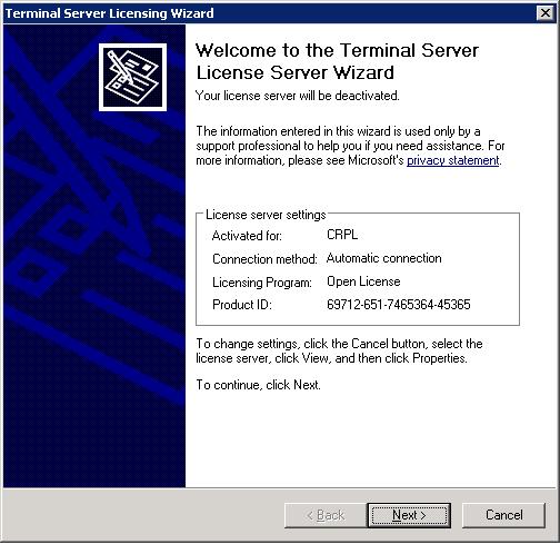 em client 7 terminal server license