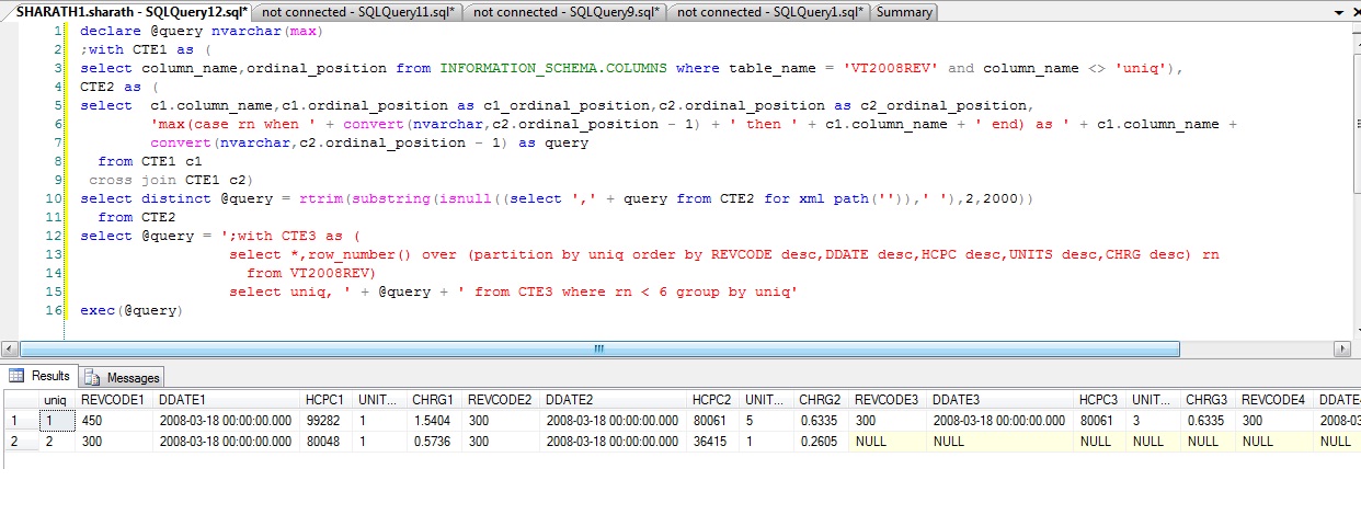 Solved: SQL query to pull multiple rows into one row w/ multiple ...