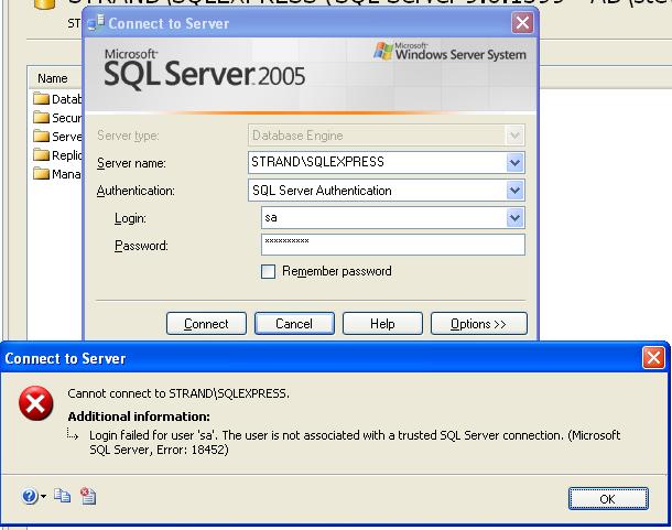 Solved: SQL Express - can't login | Experts Exchange