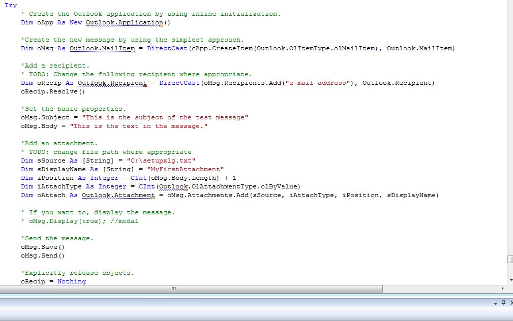 Solved: Open new email window with attachment in VB | Experts Exchange