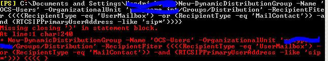 Solved: Error creating new Dynamic Distribution Group in Powershell ...