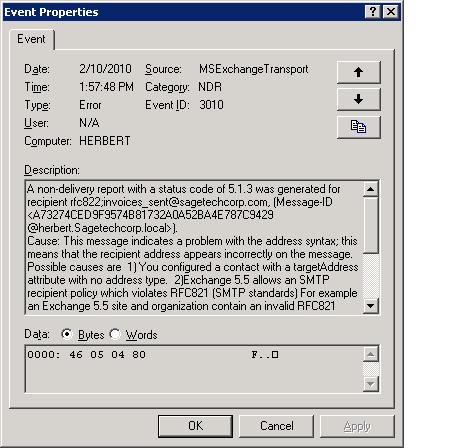 Solved: NDR Error 3010??? | Experts Exchange