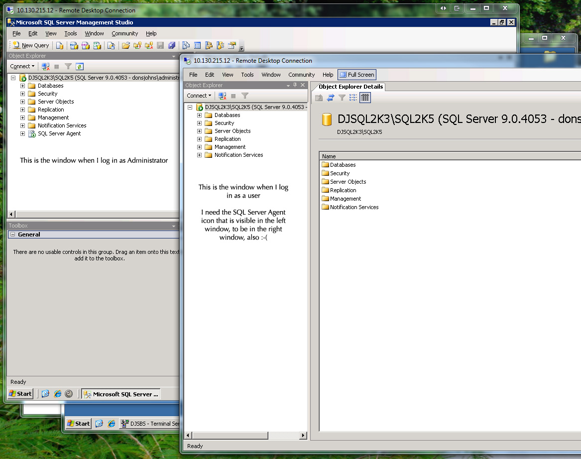 Solved: SQL Server Agent icon not showing up in Object Explorer