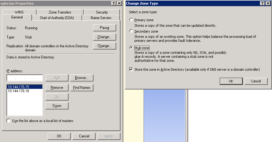 Solved: AD Controllers DNS change from Primary to Stub Zones | Experts ...