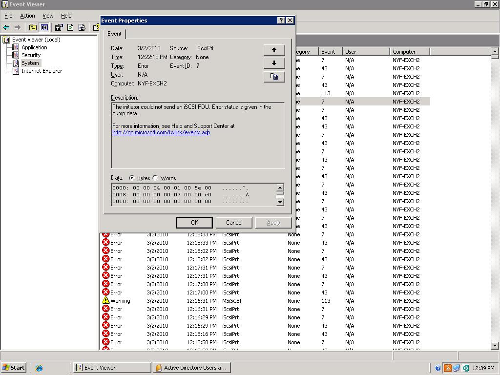 Solved iSCSiPrt Errors Experts Exchange