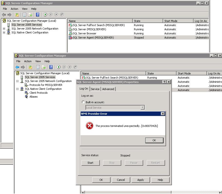 Solved: SQL Agent won't start! | Experts Exchange