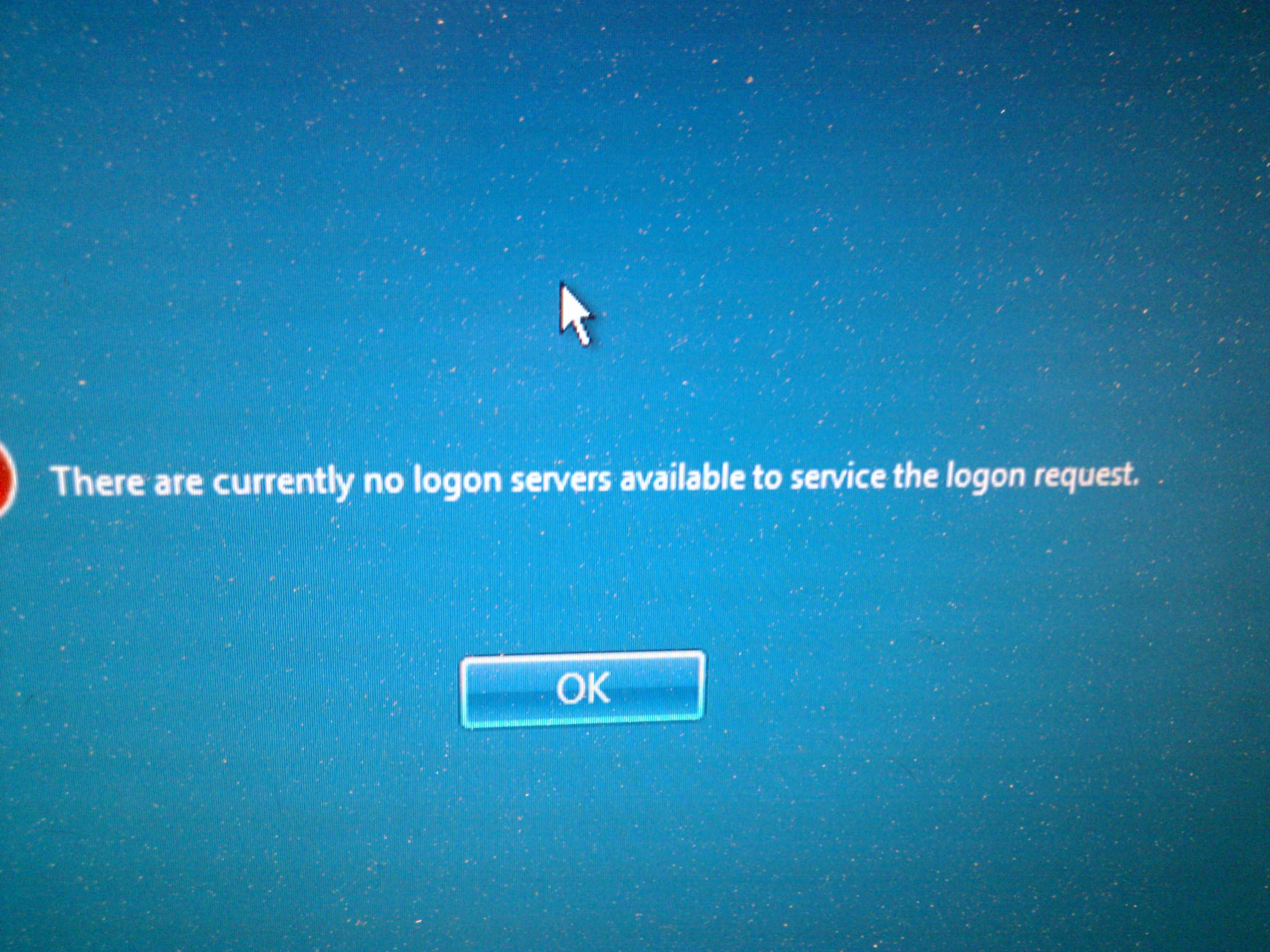 error there are no logon servers available to service the logon request