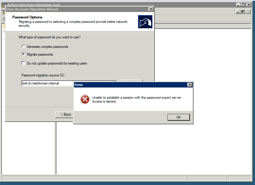 Solved: User Password Migration - Access is Denied | Experts Exchange