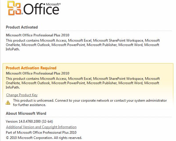 Solved: Office 2010: two activation panels. Activated or not? | Experts ...