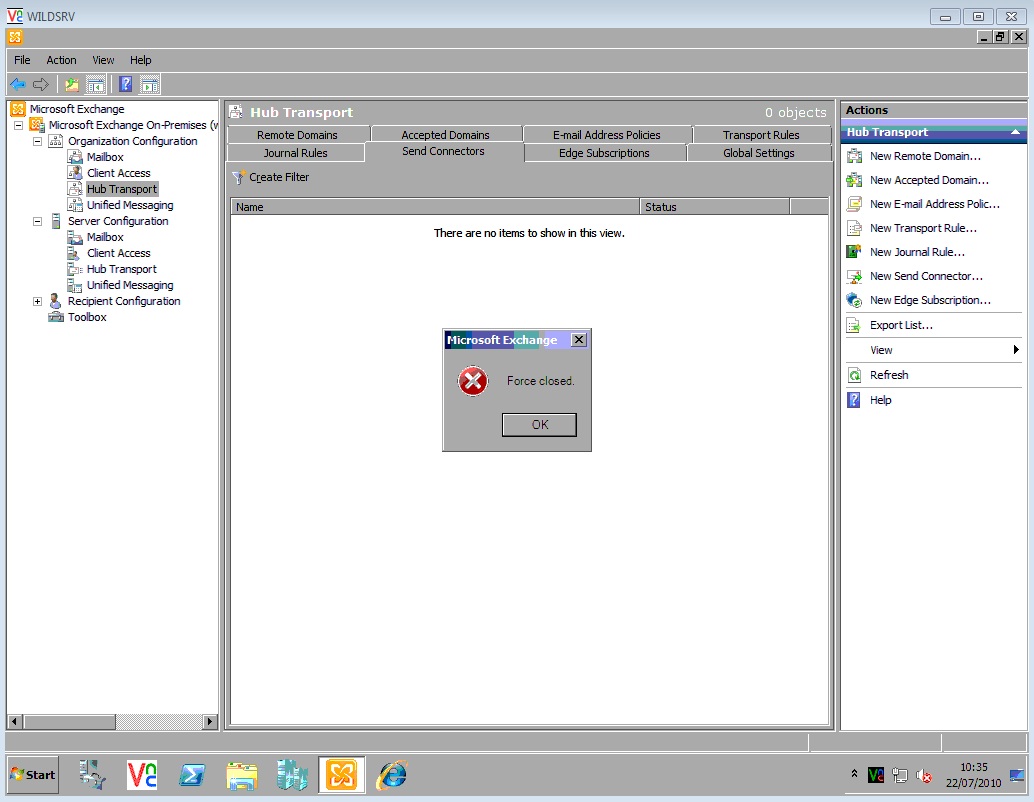 Solved: Exchange 2010 send connectors dissapeared? "Force closed ...
