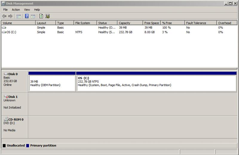Solved Disk Management is reporting Disk 1 Unknown Not Initialized Experts Exchange