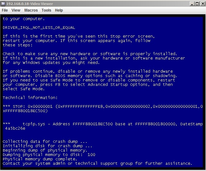 skraber erhvervsdrivende Egenskab Solved: BSOD STOP:0x000000D1 TCPIP.SYS Windows 2008R2 | Experts Exchange