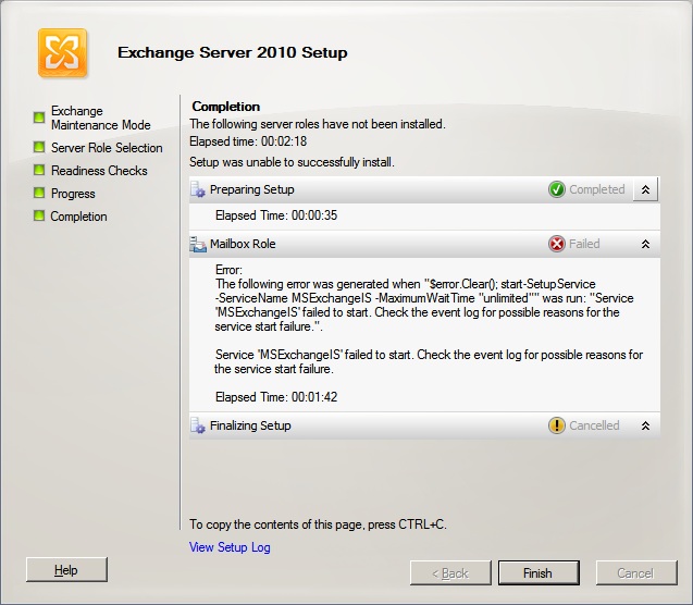 Solved MS exchange 2010 mail box role installation error Experts