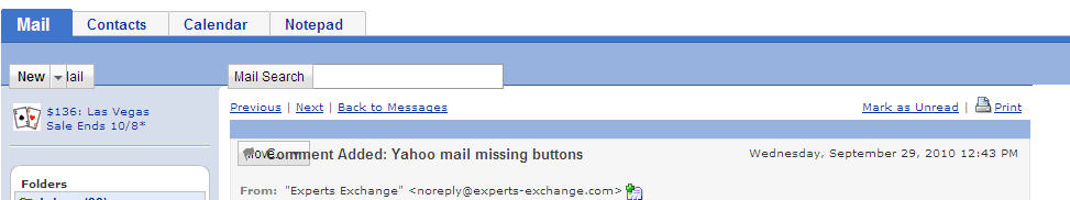 Solved: Yahoo mail missing buttons | Experts Exchange