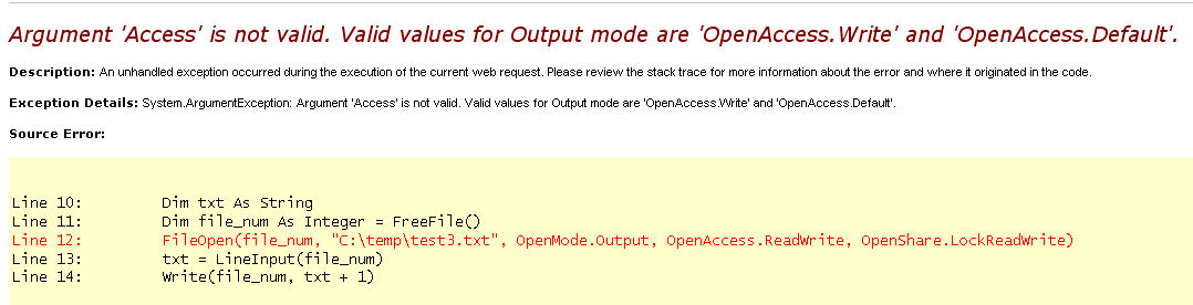 Solved: Read AND Write access with VB FileOpen | Experts Exchange