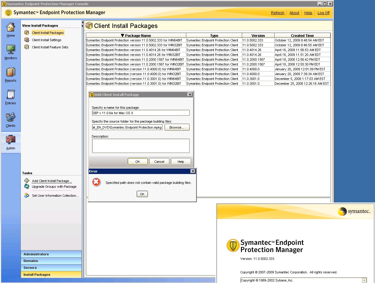 symantec endpoint protection manager login failed