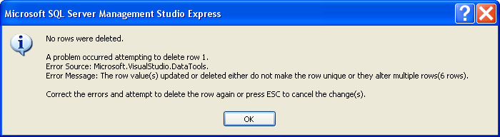 Solved: Can't delete rows with SQL Server Management Studio | Experts  Exchange