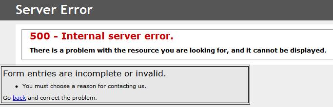 Solved: Form Validation and Internal server error message | Experts ...