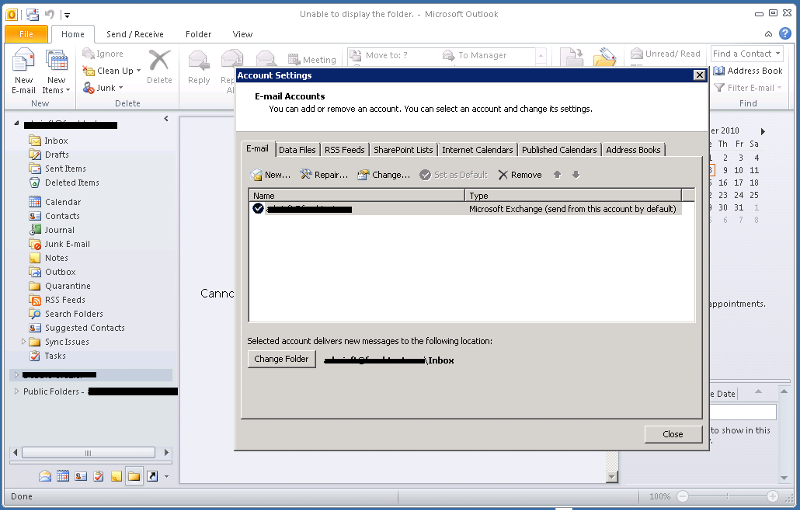 Solved: This goup of folders is associated with an email account