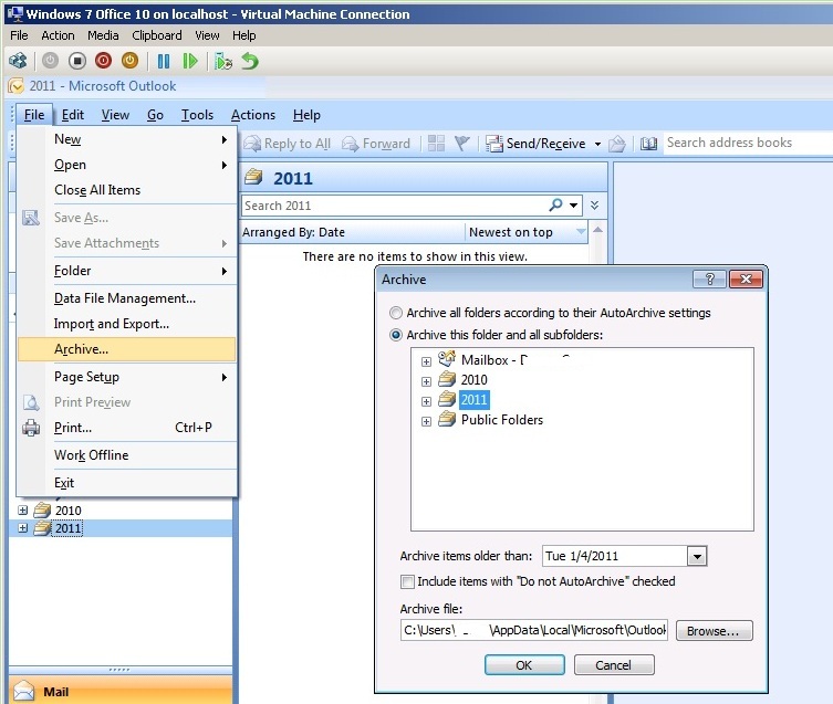 Solved Outlook 2007 archive now Experts Exchange