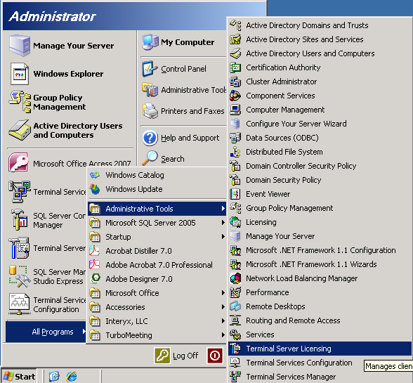 terminal server license manager