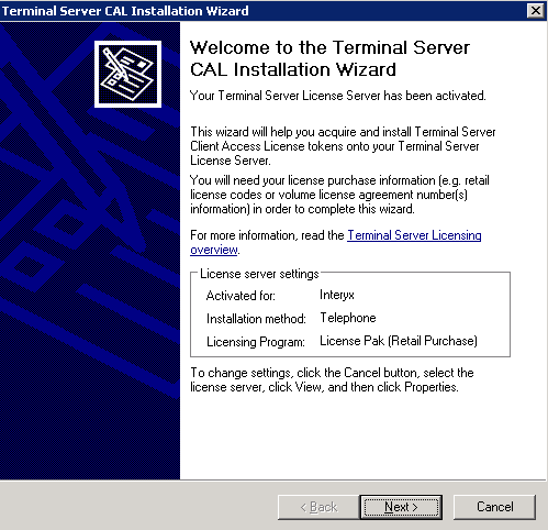 terminal server licensing