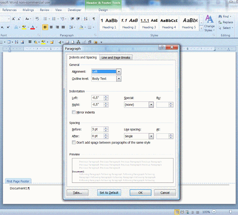 how to change the margins in word 2003