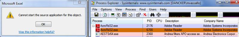 Solved: Excel 2007 2010 with Adobe Reader X - Cannot start the source